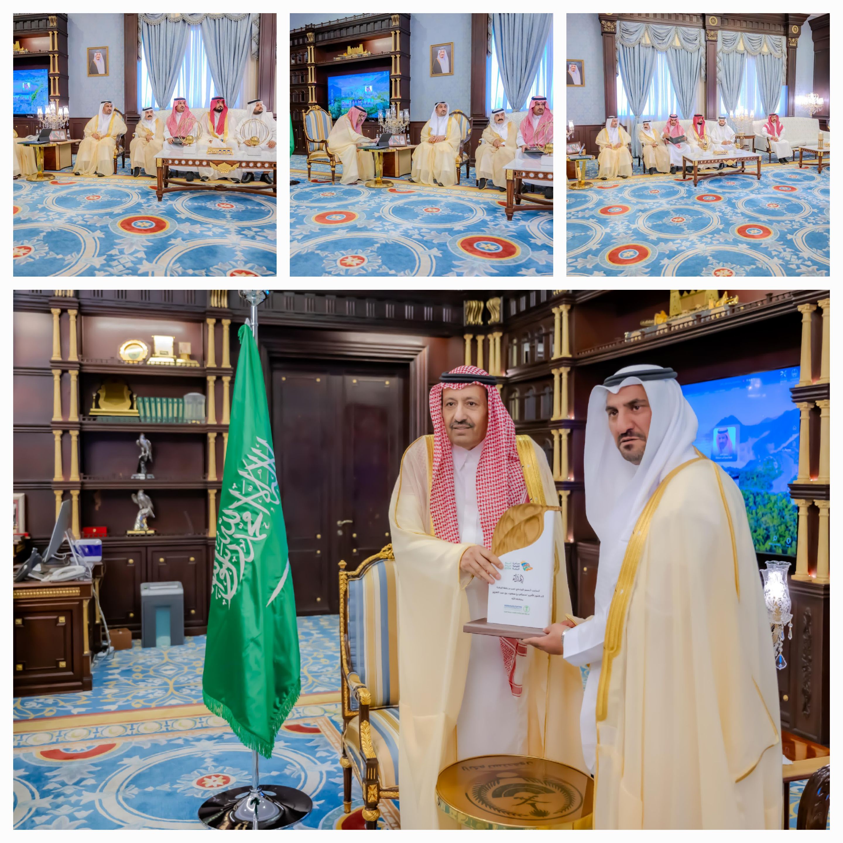 سمو أمير منطقة الباحة يدشن أسبوع البيئة تحت شعار تعرف بيئتك. ويستقبل مدير عام فرع وزارة النقل والخدمات اللوجستية بالمنطقة ويتسلم تقرير عن الحالة المطرية*